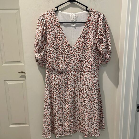 Sadie & Sage floral print dress dark pink size Medium - Picture 1 of 10
